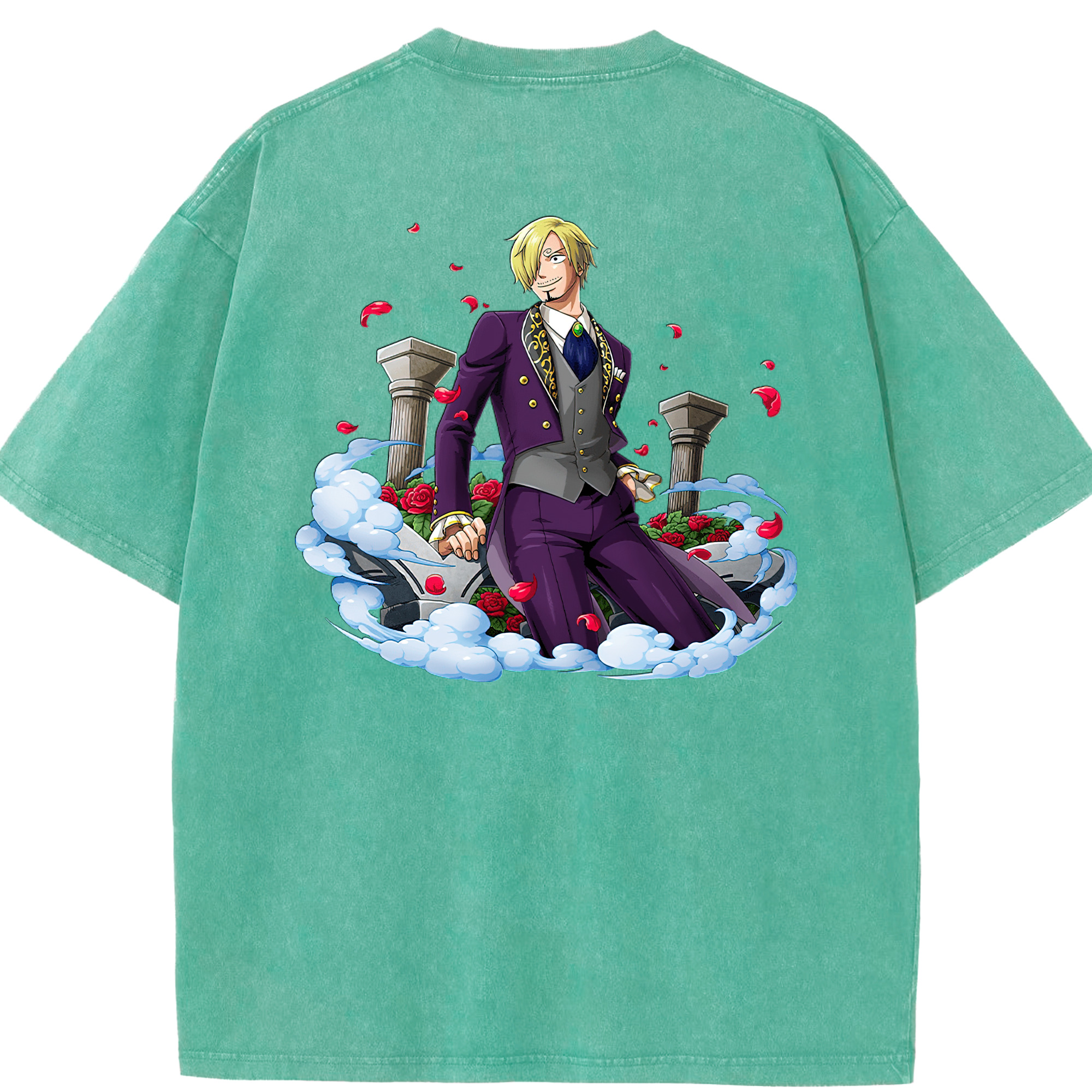 ワンピース サンジ ONE PIECE Sanji 綿100% ヴィンテージ風 半袖Tシャツ（背面プリント）